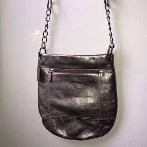 Soprano Leather Purse Bag Silver Leather